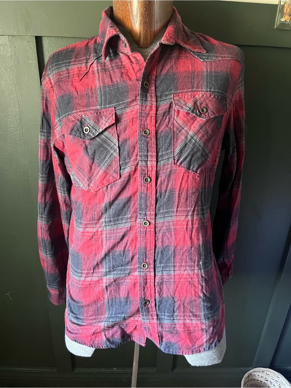 Wrangler Red and Black Plaid Shirt
